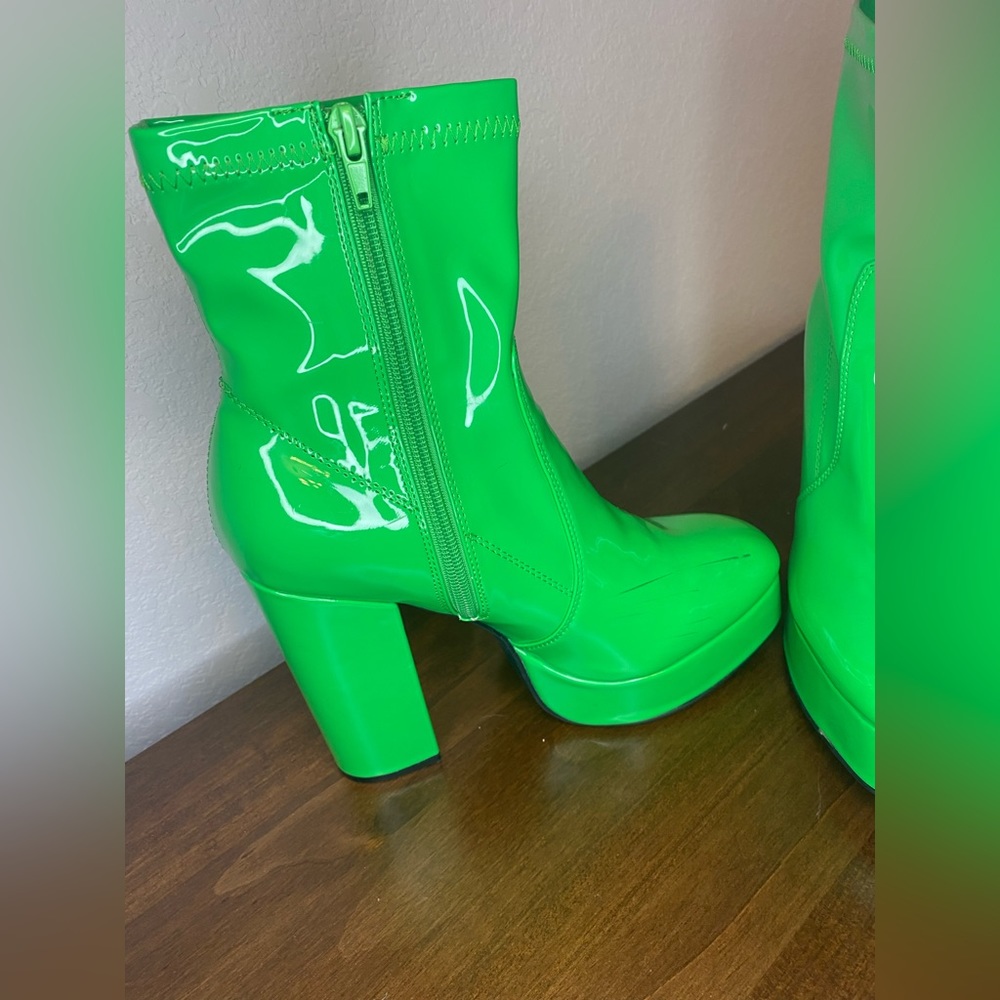 Dolls Kill Current Mood WOMENS PLATFORM SHOES SIZE 9, NEON GREEN CHUNKY HEELS - Picture 7 of 10